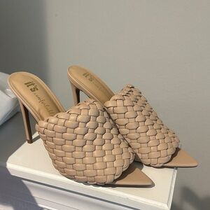 Women's Tan Woven Heeled Mules size 10